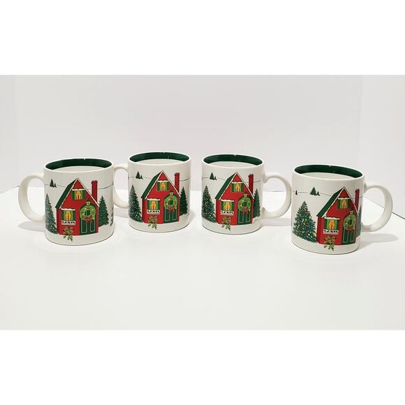 Vtg Himark Saltera Seasons Greetings Coffee Mugs Set of 4 Japan 1985 Collectible - Picture 2 of 10